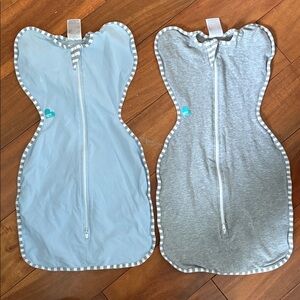 Love to Dream Zipper Swaddle - Light Blue with Gray Trim